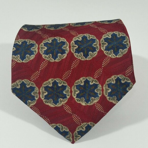 Robert Talbott Best of Class Men's Silk Neck Tie Red Blue Snowflake Christmas - Picture 1 of 5